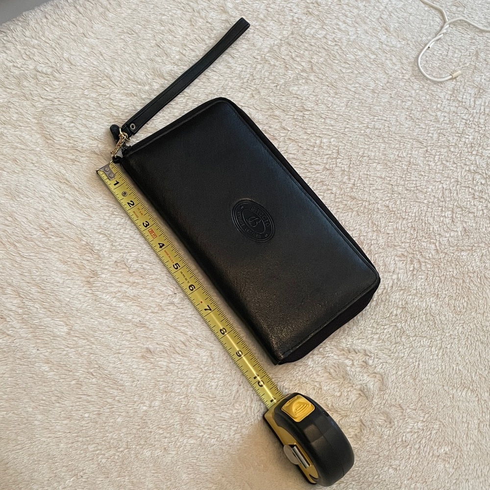 Black Leather Zippered Clutch - Genuine Leather - Black Leather Portfolio Clutch
